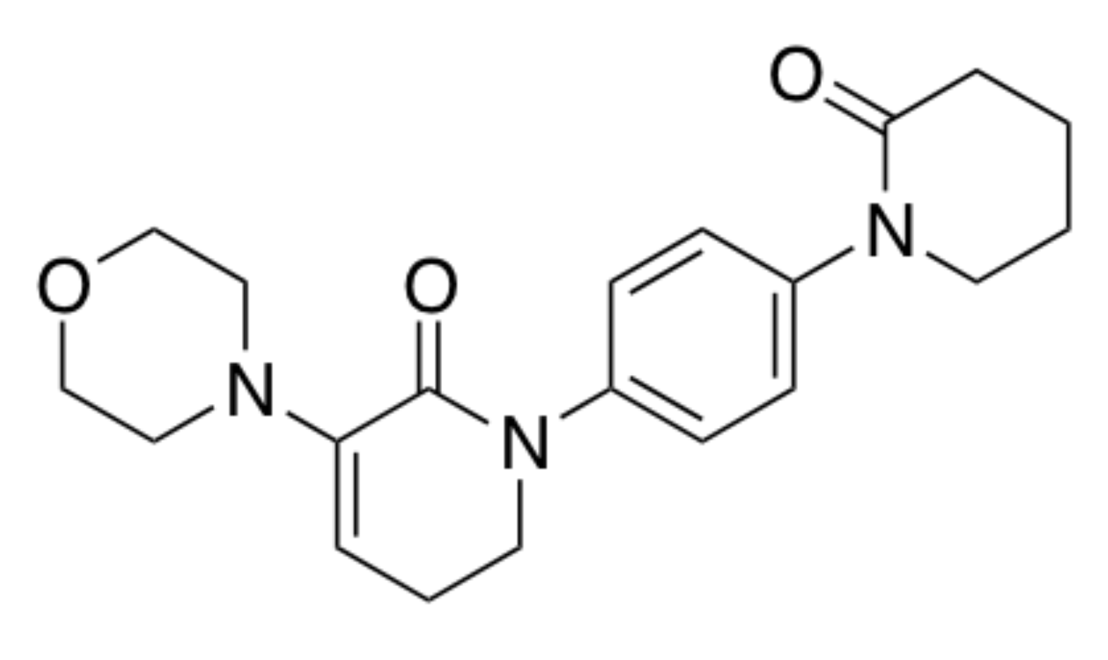 3-Morpholino-1-(4-(2-oxopiperidin-1-yl) phenyl)-5,6-dihyropyridin-2-(1H)-one structure
